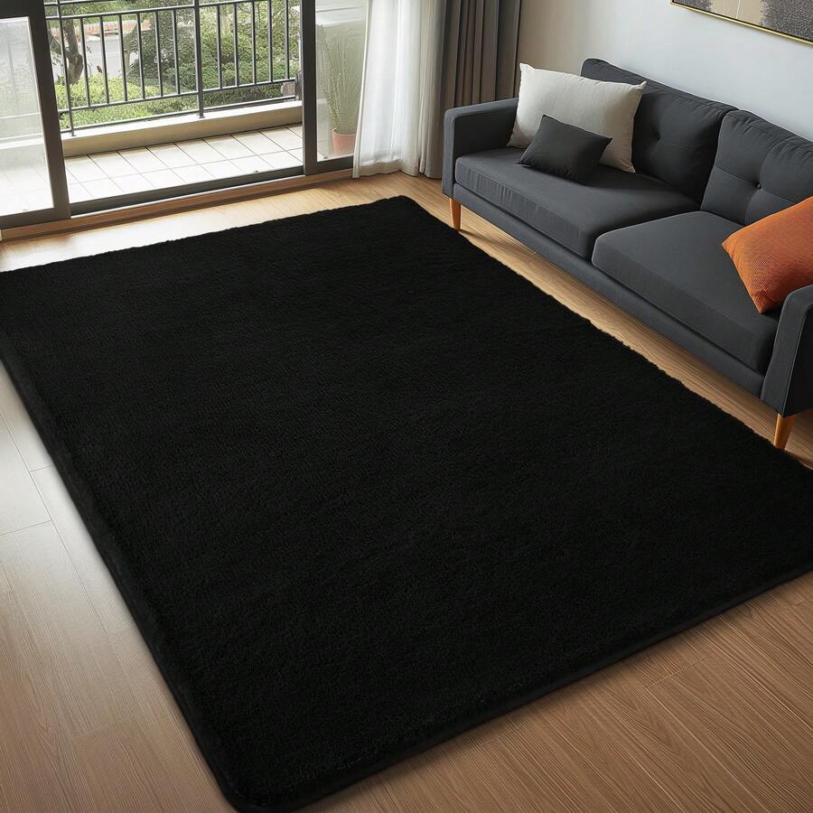 Sour Lemon Carpet Living Room 200x300, Washable Carpet Children's Room Girl Boy Carpet Bedroom Gray Carpet Carpets Area Short Pile Fluffy Anti-Slip Mat Children's Room Carpets - 黑色 - 查看 1