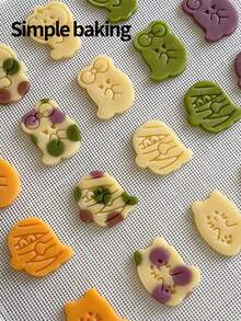 4pcs Ghost Pattern Cookie Mold Set, Parent-Child Cookie Mold, Halloween And Day Of The Dead Party Decoration, Cute Cartoon Ghost Shaped Cookie Stamp, Easy To Use Cookie Cutter - White - View 3