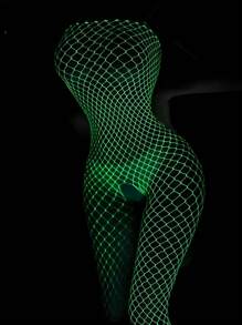 Glow-In-The-Dark Party Fishnet Tights, Sexy White Sheer Stockings That Can Be Worn During The Day. Luminous Glow Leggings For Nightclubs And Bars, Sexy And Tight-Fitting (Suitable For Slim Women, Glows Under Strong Light Or Sunlight)