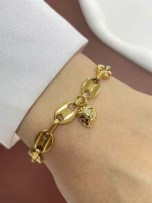 STYLEVER 1pc Multicolour Carabiner Lock Clasp Chain,Pendant Charm Bracelet, Stainless Steel Chain Jewelry,Holiday Gift ,A Jewelry Gift - Yellow Gold - View 7