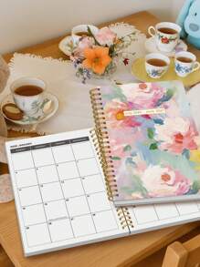 Trees Semplice quaderno pianificatore mensile A5 2025-2027, 32 pagine, pianificatore settimanale e mensile minimalista, calendario accademico, forniture per scuola e ufficio, regali perfetti per insegnanti, per forniture scolastiche, ritorno a scuola