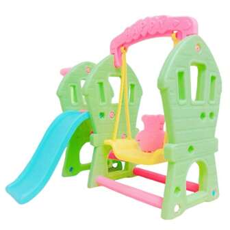 1 Set de accesorios de juguetes de columpio y tobogán para casa de muñecas, adecuado para muñecas de 30 cm o menos, color aleatorio