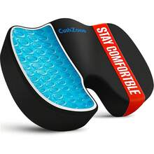 Office Chair Seat Cushion, Cooling Gel Enhanced Memory Foam Cushion For Long Sitting - Back, Sciatica, Coccyx, Tailbone   Pillow - For Office, Gaming, Car, Wheelchair - Black, Large - Light Blue - 查看 9