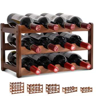 2/3/4-Tier Bamboo Wine Display Stand, 1 Pack Wine Bottle Storage Rack Free Standing Wine Storage, Detached Floor-Standing Storage Rack, For Bamboo Wine Rack Storage In Kitchens, Bars, Storage Rooms, Wine Cellars, And Countertops, Halloween And Christmas Party Supplies