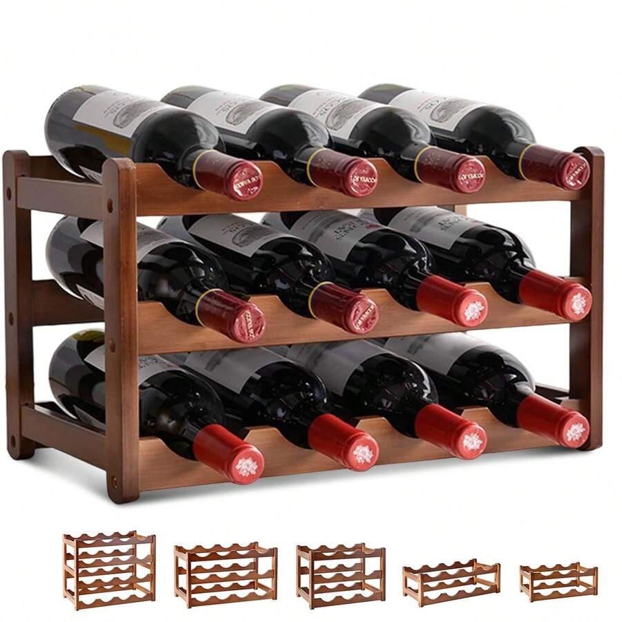 2/3/4-Tier Bamboo Wine Display Stand, 1 Pack Wine Bottle Storage Rack Free Standing Wine Storage, Detached Floor-Standing Storage Rack, For Bamboo Wine Rack Storage In Kitchens, Bars, Storage Rooms, Wine Cellars, And Countertops, Halloween And Christmas Party Supplies