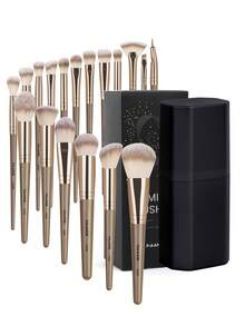 MAANGE 18pcs/20pcs Professional Makeup Brush Set, Includes 18 Makeup Brushes For Face, 1 Makeup Sponge And 1 Velvet Makeup Bag, Featuring Powder Brush, Blush Brush, Foundation Brush, Contour Brush, Eyeshadow Brush, Eyebrow Brush, Eyeliner Brush And Smudge Brush. The Makeup Tools Are Made Of Soft, Skin-Friendly Fibers And Are Convenient To Carry. It Is An Ideal Gift For Women And Girls. The Set Contains Various Makeup Brushes, Making It A Perfect Combination Of Makeup Tools. - Champagne - View 13