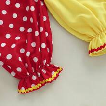 0-5 Years Kids Toddler Baby Boy Girl Clown Costume Halloween Outfits Contrast Color Long Sleeve Jumpsuit And Hat 2Pcs Clothes Set Funny Clown Dress Up Cosplay Costume - 紅色 - 查看 8