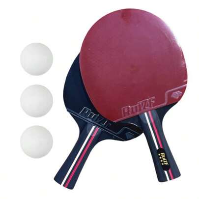 Kit 2 Raquetes Borracha Tenis De Mesa Ping Pong Profissional - Ruizf + 3 Bolas