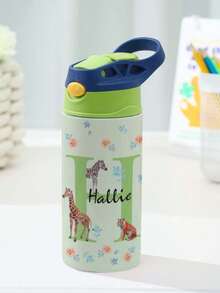 1pc Custom Name Stainless Water Bottle With Silicone Straw, Custom Water Bottle, 12oz - 350mL, Personalized Name Insulated Cup, Personalized Stainless Water Bottle, Custom Names Travel, School For Boys, Girls, Teenagers Baby Shower Family Decorations Gifts Winter Eve Gifts Back To School Winter Gift Ideas Boy Girl Valentine's Day Multi-Functional, Ornamental, Letter Baby Fashion,Birthday Gift ,Travel Organizer - Tên tùy chỉnh với tên viết tắt - Xem 14