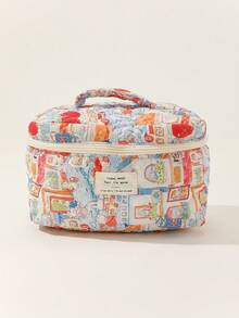 3 件/套兔子家庭绗缝包拉链包化妆包，时尚休闲时尚便携式化妆包，多功能，大容量大储物袋，可装钱包、口红、卫生巾、袋垫、硬币、钥匙、有线耳机、电缆、充电器、耳机、可爱洗漱用品收纳袋、旅行储物袋，适合女士、糖果、护士、女学生、节日礼物。