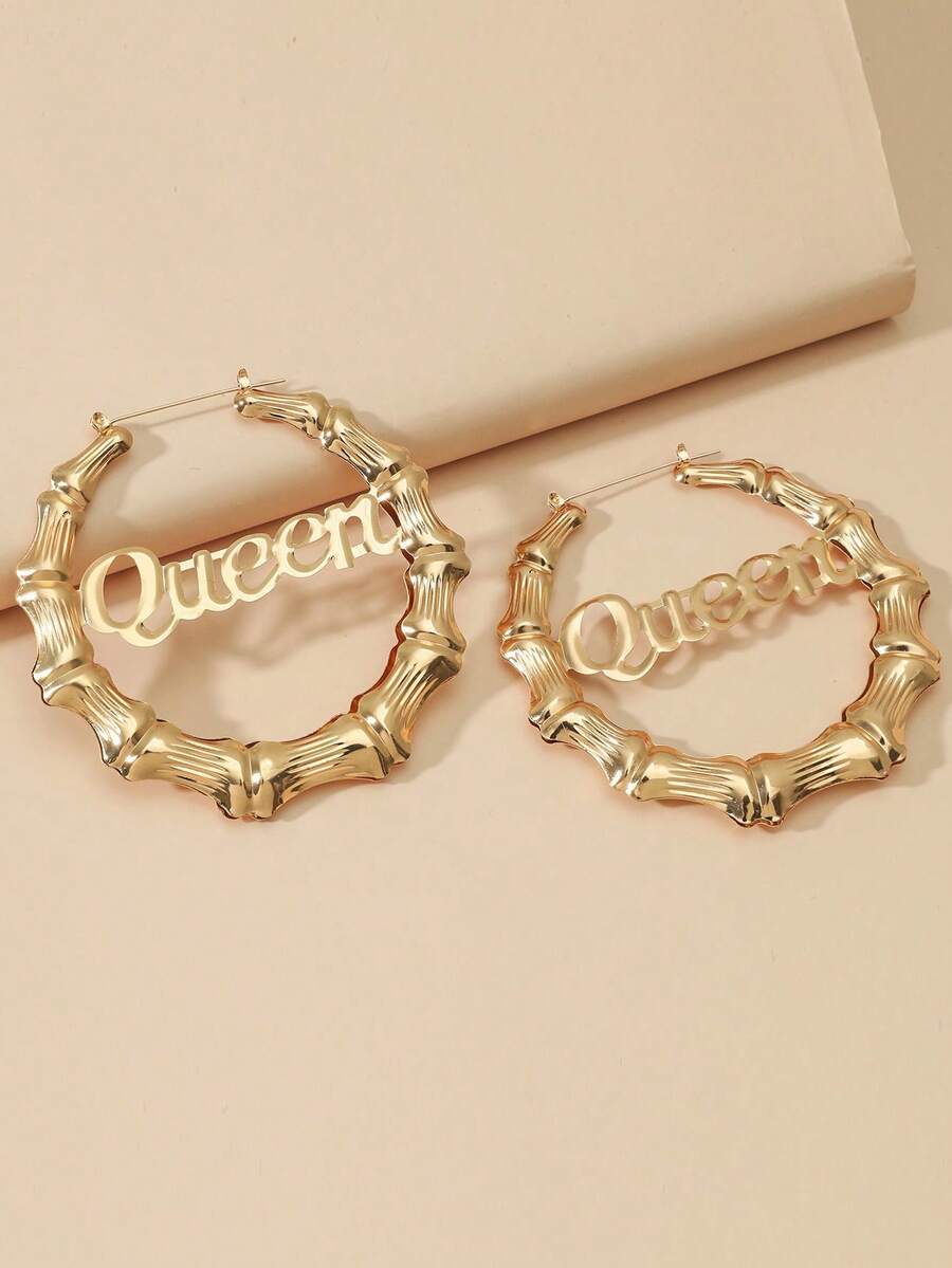 Bamboo Joint Design Hoop Earrings - Yellow Gold - View 1