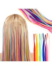 彩虹合成彩色 I-Tip 羽毛隐形接发 50 股头发，50 个接发环，1 个钩针/包合成染发剂彩虹假发彩色 Kanekalon I-Tip 角蛋白融合接发发束，适合女性和儿童 - 礼物、角色扮演、派对、万圣节和圣诞节亮点