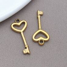 2pcs Stainless Steel Lock Heart Charms Metal Key Charms Padlock Charm Pendants Jewelry Findings Making Accessory For DIY Necklace Bracelet Earrings - Gold - View 14