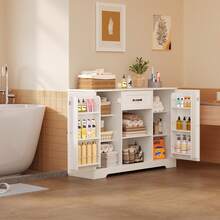 Lofka Sideboard Cabinet With Storage, A Coffee Bar Cabinet With Drawer, Buffet Cabinet Adjustable Shelves,For Bathroom And Living Roomfor Bathroom And Living Room - 白色 - 查看 7