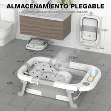 Bañera Plegable para Bebe con Demuestre Temperatura, Tina de Baño para Bebe con Cojin para Bañar, Bañera para Bebe para Baño en Casa, Bañera Multiusos para Bañarse,Lavar La Ropa