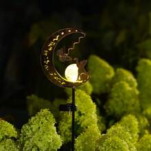 1pc Solar Powered Iron Art Moon, Cat Paw, Butterfly Garden Stake Light, Warm Light LED, Waterproof, Suitable For Yard, Lawn, Park - Cat Catching Butterfly - View 6