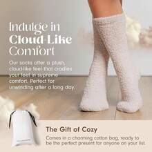 Calcetines de Nube Ultra-Luxe Cálidos y Acogedores para Mujeres y Hombres - Calcetines de Dormir de Tela Súper Suave y Lujosa - Gris paloma/blanco crema/rosa rubor - Ver 6
