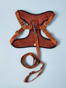 PETSIN Conjunto de coleira para animais de estimação com design de urso fofo e respirável de poliéster, 1 peça, adequada para cães de raças pequenas, como poodle e urso, para uso externo - Preto - Ver 6