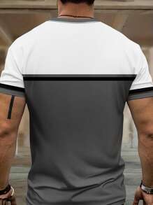 Men's Printed Short Sleeve & Pants Set, Spring/Autumn/Summer - Black - View 2