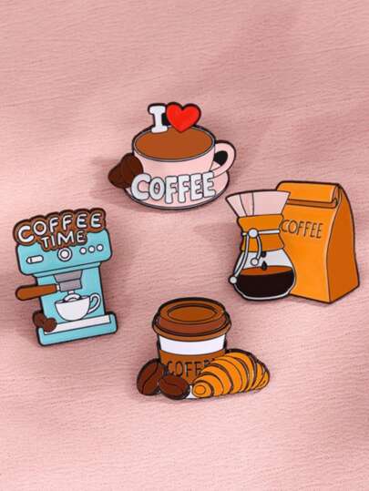 1 pièce Broche thème café, boucle de ceinture affinante, insigne créatif, accessoire de style décontracté, café et pain, cadeau parfait pour les amis, accessoire décoratif pour sac, ami, famille, cadeau d'anniversaire, cadeau de la Saint-Valentin, cadeaux de fête, Halloween, Thanksgiving, cadeaux, accessoires de bureau, chemises, vestes, bijoux, épingles vestimentaires amusantes et mignonnes, cadeaux pour enseignants, accessoires de costume, breloques de sac, Noël