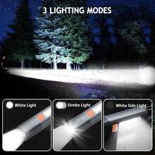 KENSUN 1PC Powerful Bright LED Flashlight Telescopic Zoom Tactical Torch USB Rechargeable Built In Battery Handheld Lamp For Outdoor Emergency Lighting - Random Color - View 3
