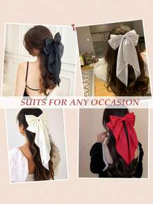 5个超大蝴蝶结发夹，带丝带 - 适合厚发或薄发，防滑爪夹，女孩发饰，丝带，丝带蝴蝶结，发夹，蝴蝶结，派对发饰，母亲节时尚，日常派对，情人节发饰，情人节爪夹，学习用品 - 彩色 - 查看 2