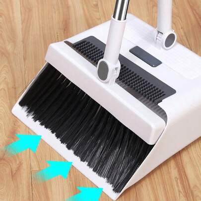 1 件 180 度旋转扫帚簸箕刷，带灵活手柄 - 非常适合客厅、卧室和天花板除尘，轻巧便携，卧室清洁必需品|现代扫帚设计|轻便扫帚+簸箕+地板刷