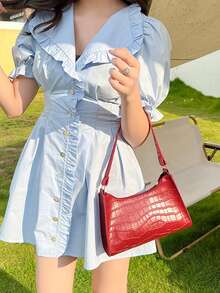 1 件复古鳄鱼纹腋下手提包，时尚百搭女士单肩包