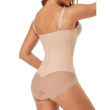 Built In Bra Women Shapewear Bodysuit Tummy Control Body Shaper Underwear Slimming Belly Abdomen Waist Compression Shelf Bra Tank Top - 米色 - 查看 8