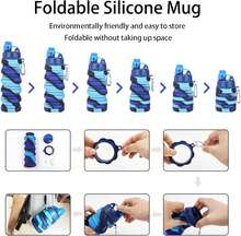 Collapsible Water Bottles Travel Water Bottle Sports Portable Sport Water Bottle Reusable Water Bottles Comes With Mountaineering Buckle 500ml Silicone Water-Proof Camping Water Bottle,9743641 - 紫色 - 查看 2