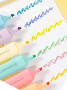 6pcs Macaron Fluorescent Highlighter Pens, Colorful Marker Pens,For School Supplies,Back To School