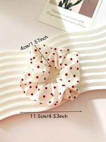 4pcs Spring/Summer Valentine's Day Sweet & Cute Fabric White, Red Polka Dot Scrunchies, Hair Ties, Headbands, Suitable For Daily Outfits, Elegant & Adorable Hair Accessories ,Scrunchy Hair Ties Valentine's Day Accessories Gift - Multicolor - View 3