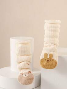 1 Pair Cartoon Pattern Cute Baby Long Socks, Thick Warm Soft Breathable For 0-5 Years Old, Autumn/Winter