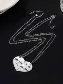 2pcs Personalized Engraved Name Necklace, Suitable For Mom & Daughter, Mom & Son, Dad & Daughter, Dad & Son, Eternal Family Giftback To School Winter Gift Ideas Boy Girl Valentine's Day,Multi-Functional,Ornamental,Letter,Stylish,Vintage,Adorable,Cute,Custom,Personalised,Unique,Customized,Ideal Gifts For Him,Ideal Gifts For Her,Son,Daughter - Silver - View 6