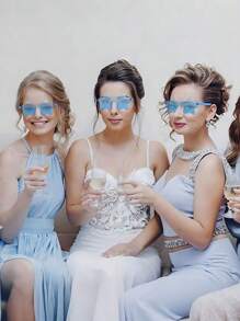 5/10 件蓝色五角星派对眼镜不对称一体式彩色派对眼镜透明趣味，趣味彩色五角星眼镜派对礼品，无框星形五角星无框眼镜什锦时尚透明糖果色眼镜派对礼品，万圣节，圣诞节 - 淺藍色 - 查看 6