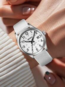 BIDEN 1pc Fashionable Women's/Men's Watch, Neutral Casual Quartz Watch, 30M Waterproof, Female Nurse/Doctor/Medical Special Time, Night Light Easy To Read Dial Watch+Free Box - White - View 3