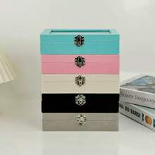 Jewelry Box With Classification, Dividers, Jewelry Organizer Box, Transparent Jewelry Box, Earring And Ring Box, Portable Storage Box - Grey - View 8