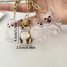 1 件透明可爱狗毛收集挂饰，宠物毛发收纳盒，适用于柴犬、西高地梗毛发钥匙扣 - 彩色 - 查看 2