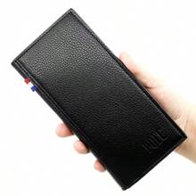 Portafoglio lungo da uomo. Portafoglio da uomo in PU semplice e business, con tre pieghe. Borsa multifunzionale con più slot per carte