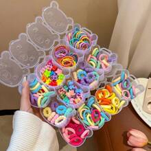 2pcs/1pc Multi-Shape Hair Tie Organizer Box, Transparent Plastic Container With Compartments & Locking Lid, Heart & Bear Shaped Jewelry, Candy, Pearl, Stationery Storage Box, Versatile Home Organization Solution, Jewelry Box - Multicolor - View 3