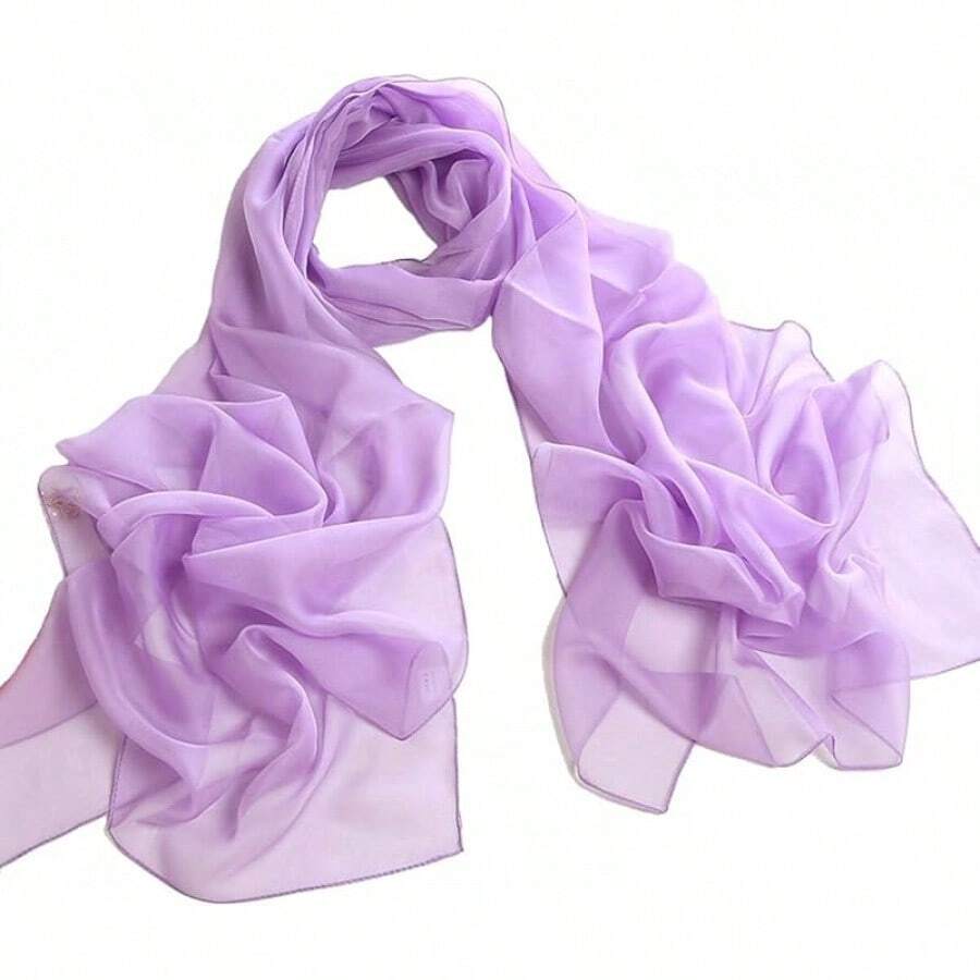 ™ Fashionable Soft Chiffon Scarfhalloween - 純色/淡紫色 - 查看 1