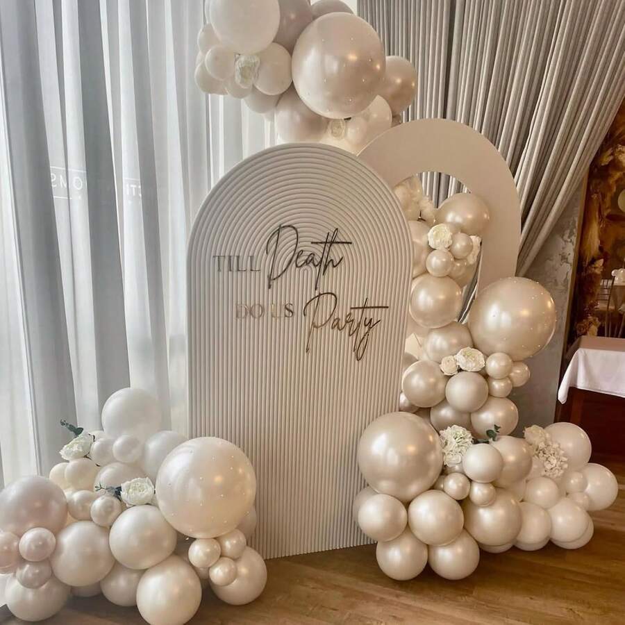 92 balões de areia branca perolada de tamanhos diferentes, balões bege perolados, arco de guirlanda em 18, 12, 10, 5 polegadas, marfim creme, boho, balão neutro para casamento, chá de panela, formatura, aniversário, noivado, aniversário - Multicolorido - Ver 1