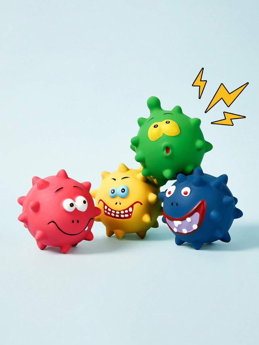 PETSIN Latex Squeaky Expression Ball Pet Teeth-Cleaning Grinding Sound Ball-Shaped Toy - Multicolor - View 1
