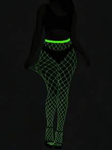 Glow-In-The-Dark Party Fishnet Tights, Sexy White Sheer Stockings That Can Be Worn During The Day. Luminous Glow Leggings For Nightclubs And Bars, Sexy And Tight-Fitting (Suitable For Slim Women, Glows Under Strong Light Or Sunlight)