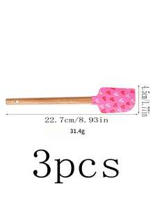 1pc Valentine's Day Themed Silicone Spatula Heat-Resistant With Wooden Handle For Baking, Butter & Jam Mixing