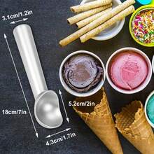 1pc Ice Cream Scoop, 7-Inch Non-Stick Anti-Freeze One-Piece Aluminum Scoop, Heavy Duty Durable Design, Easy To Clean, For Gelato, Cookie Dough, Sorbet, Almonds - Multicolor - View 4