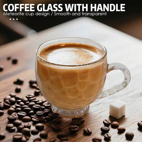 1 pieza, Taza de vidrio con estampado de lunares, 210ml/7.2oz, Apariencia exquisita, Taza de café de vidrio, Vaso para bebida helada, Taza para espresso, Apta para café helado, leche, cappuccino, jugo, té helado, Perfecta para el hogar, oficina, tarde de té, regalo