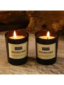 2pcs Black Glass Candle Set - Lavender & Sandalwood, Red Rose, Pear & Lily, Cedar Scented, Smokeless Soy Wax, Home Decor, Fragrant Candle Holders, Suitable For Birthday, Thanksgiving, Christmas, Bedroom, Living Room, Bathroom