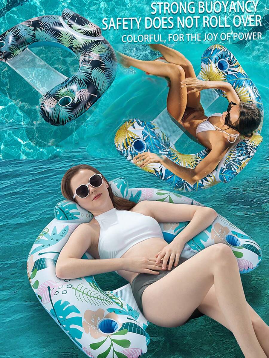 U-Shaped Seat Water Inflatable Hammock Adult Leisure Floating Chair Portable Swimming Pool Floating Chair New Water Lounge Chair Thickened PVC Inflatable Floating Row Inflatable Hammock Transparent Water Floating Row - Multicolor - View 1