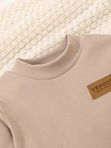 3 件男童秋冬羊毛立领长袖 T 恤，儿童休闲保暖内衣